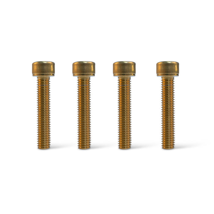 Four vertically aligned 40mm Fluid Screws with round heads on white backdrop.