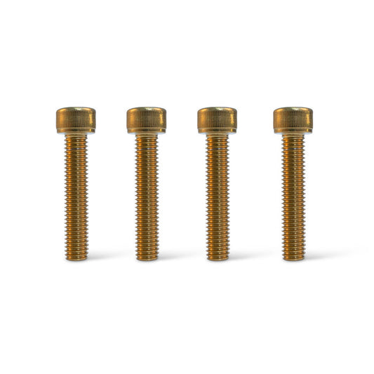 Four vertically aligned 40mm Fluid Screws with round heads on white backdrop.