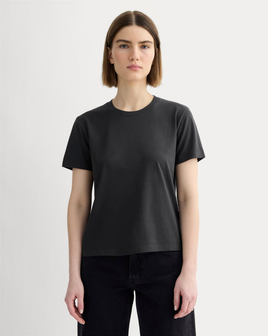 The Box-Cut Tee in Essential Cotton | Washed Black | No Pocket